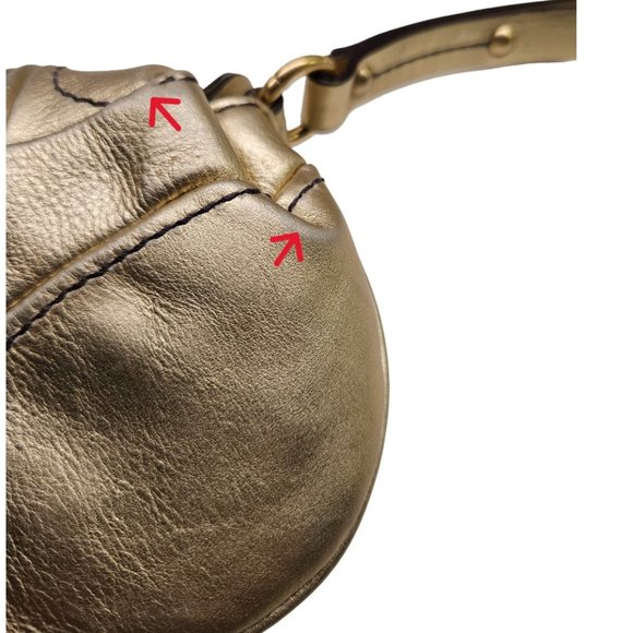 JUICY COUTURE Vintage Y2K Leather Wristlet Clutch  – Gold Metallic (EUC) - Picture 9 of 12